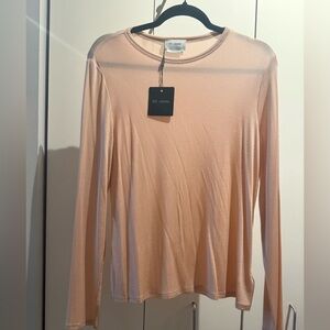 St. John Long-Sleeve Crew Neck Top - Peach Blush